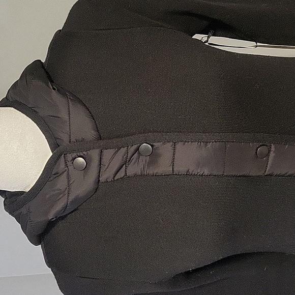 Max Studio Long Black Hooded Lightweight Quilted Back Knit Coat - Size XS - Picture 5 of 8